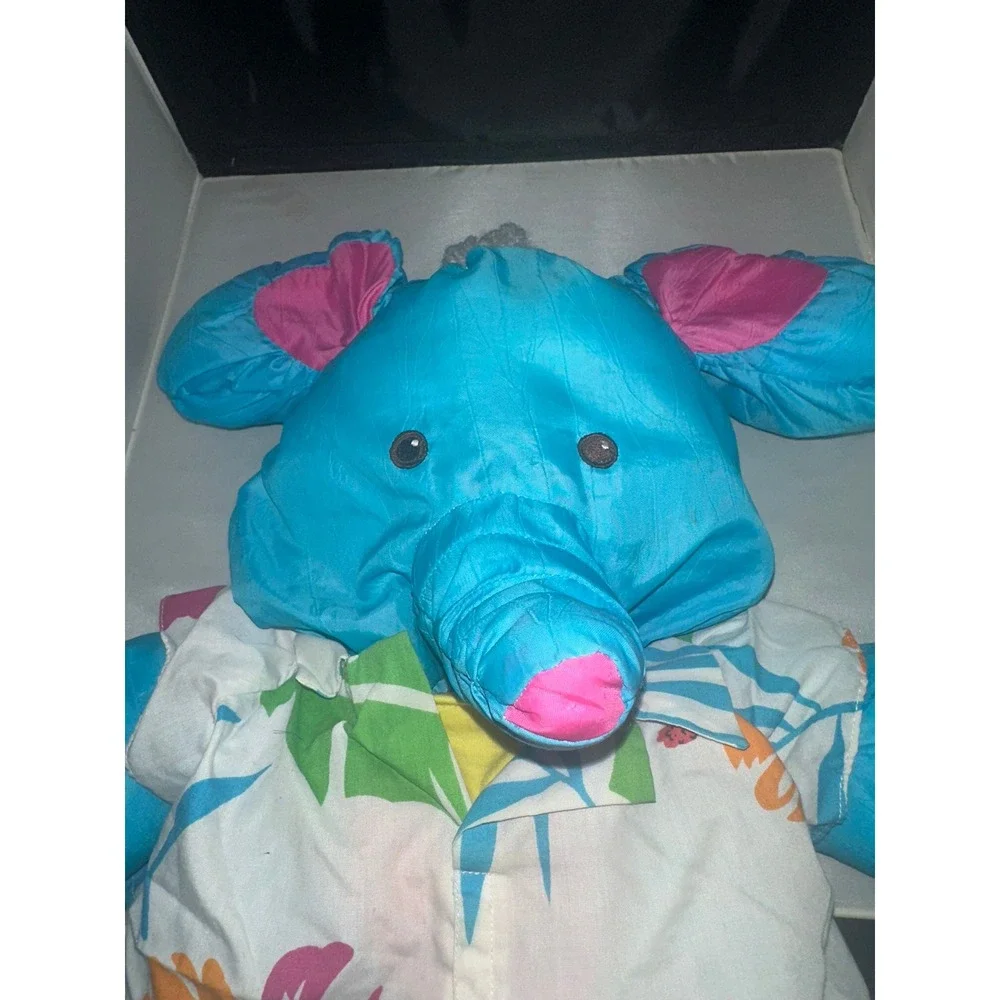 Vintage Fisher‎ Price Puffalump Blue Elephant Hawaiian Shirt Plush 1980s Toy